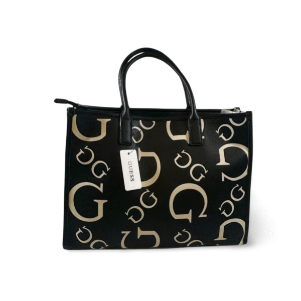 Bolsa Guess negra con logos grandes